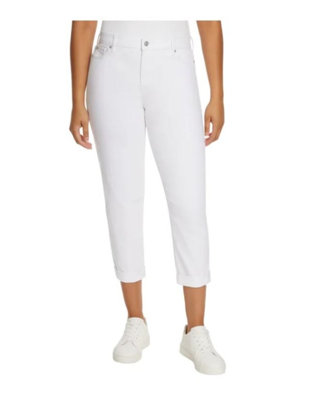 Gloria Vanderbilt Ladies' Cuffed Boyfriend Jeans Mid Rise, White, 8 (1644)